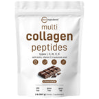 Micro Ingredients Multi Collagen Peptides Powder, 2lb (82 Servings) | Hydrolyzed Type I, II, III, V, X with Biotin, Hyaluronic Acid & Vitamin C. Unflavored Collagen for Women & Men, Easy Dissolve