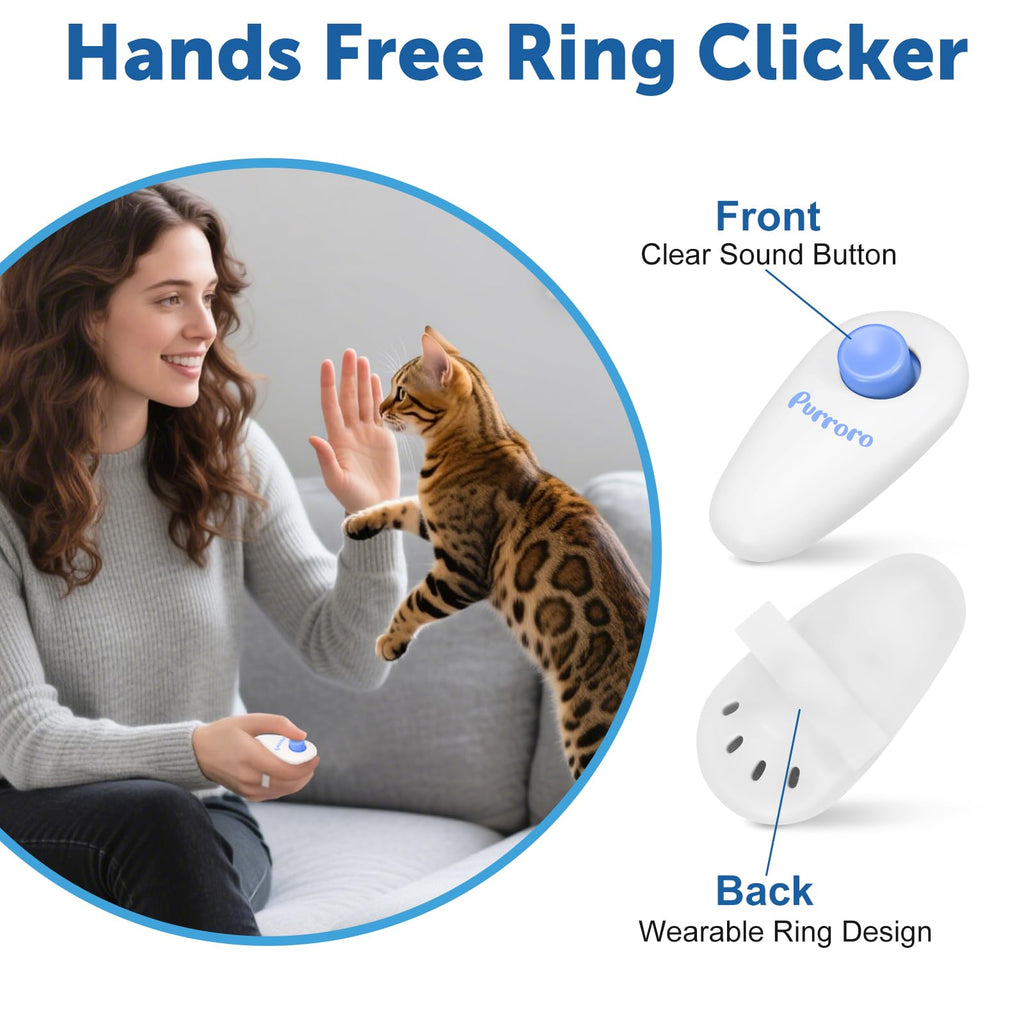 Cat Training Clicker Kit – Includes Finger Clicker and Target Stick – Perfect for Positive Reinforcement, Behavior & Obedience Training Indoors & Outdoors – Suitable for Dogs, Birds & Small Pets