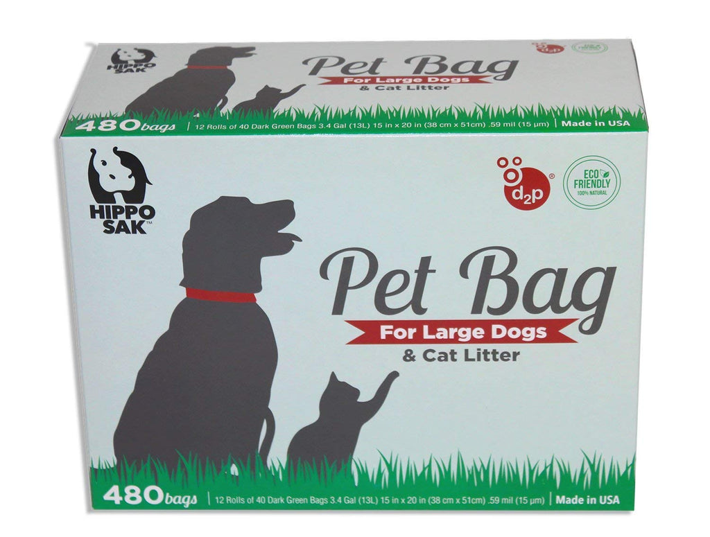 Hippo Sak® Extra Large Pet Poop Bags for Large Dogs and Cat Litter, 480 Count