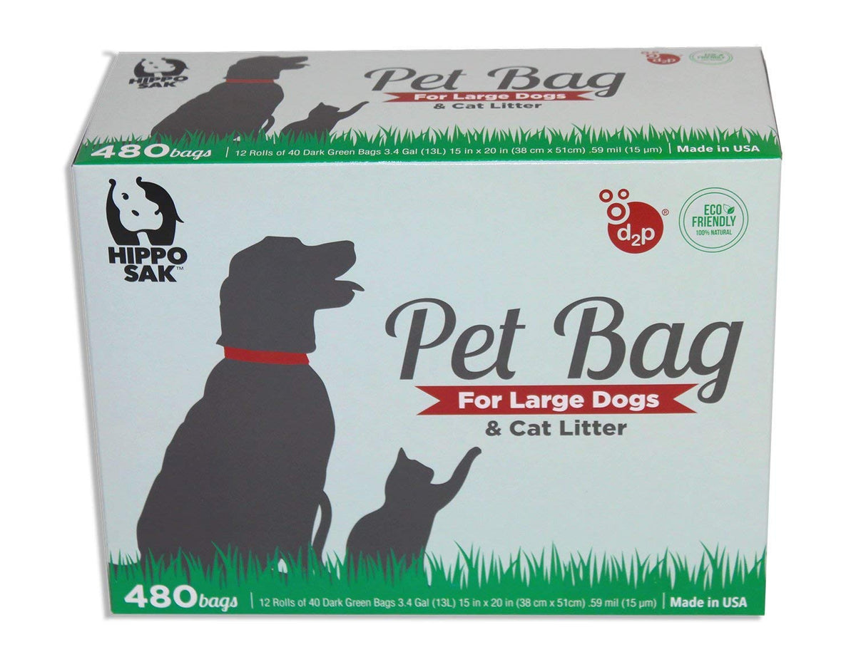 Hippo Sak® Extra Large Pet Poop Bags for Large Dogs and Cat Litter, 480 Count