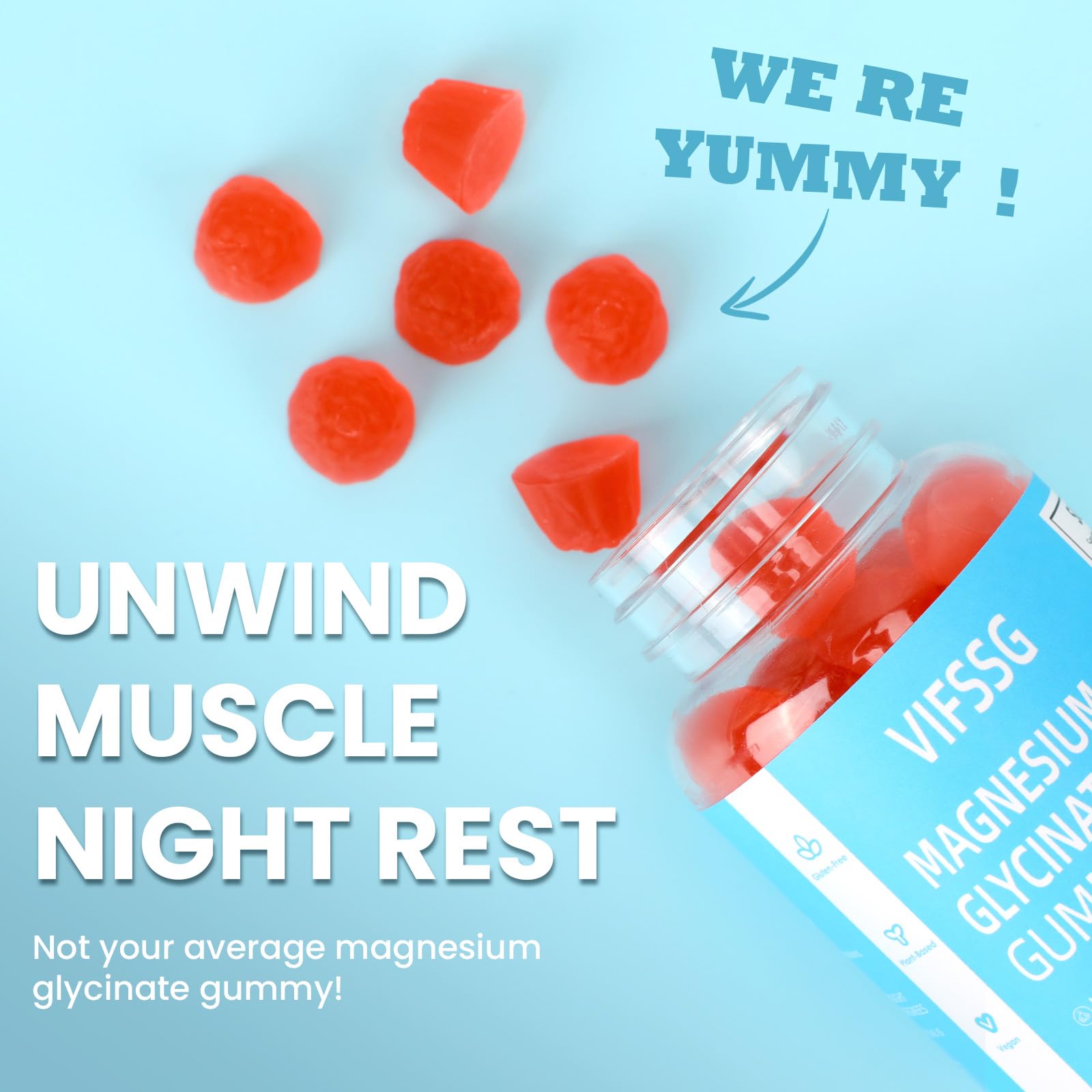 Magnesium Glycinate Gummies 400mg for Man and Women, Sugar Free with Magnesium Advanced Complex - Magnesium Supplement Chewable Gummies for Women & Men Vegan, Organic Gummies 60 Count