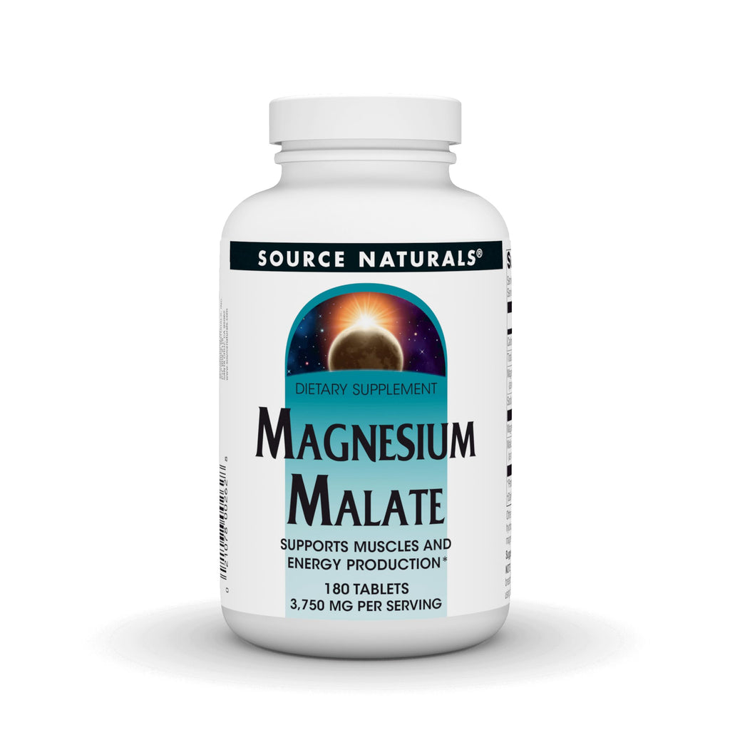 Source Naturals Magnesium Malate, 3,750 mg - 180 Vegetarian Tablets | Supports Muscles and Energy Production*