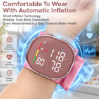 GUAEVER Wrist Blood Pressure Monitor, Rechargeable, Large LED Display, Pink