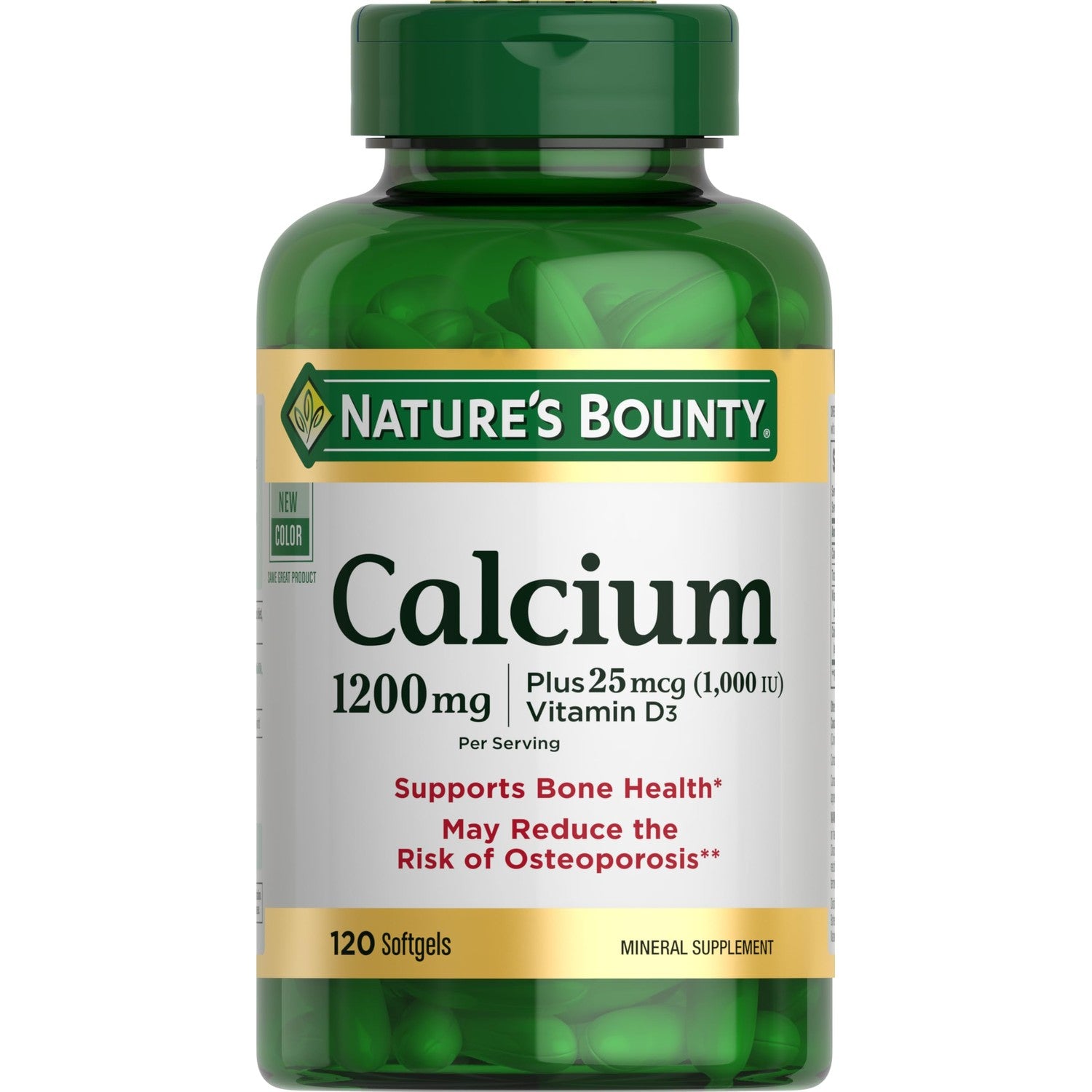 Nature's Bounty Calcium 1200mg with 1000 IU Vitamin D3, 120 Count | Bone Health & Immune Support Softgels, Calcium and Vitamin D Supplement, Gluten Free, 2 Softgels per Day