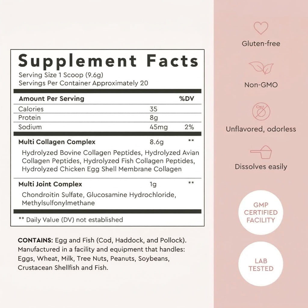 Alaya Multi Collagen Powder (Unflavored) 5 Types, MSM, NSF Cert 20 Servings