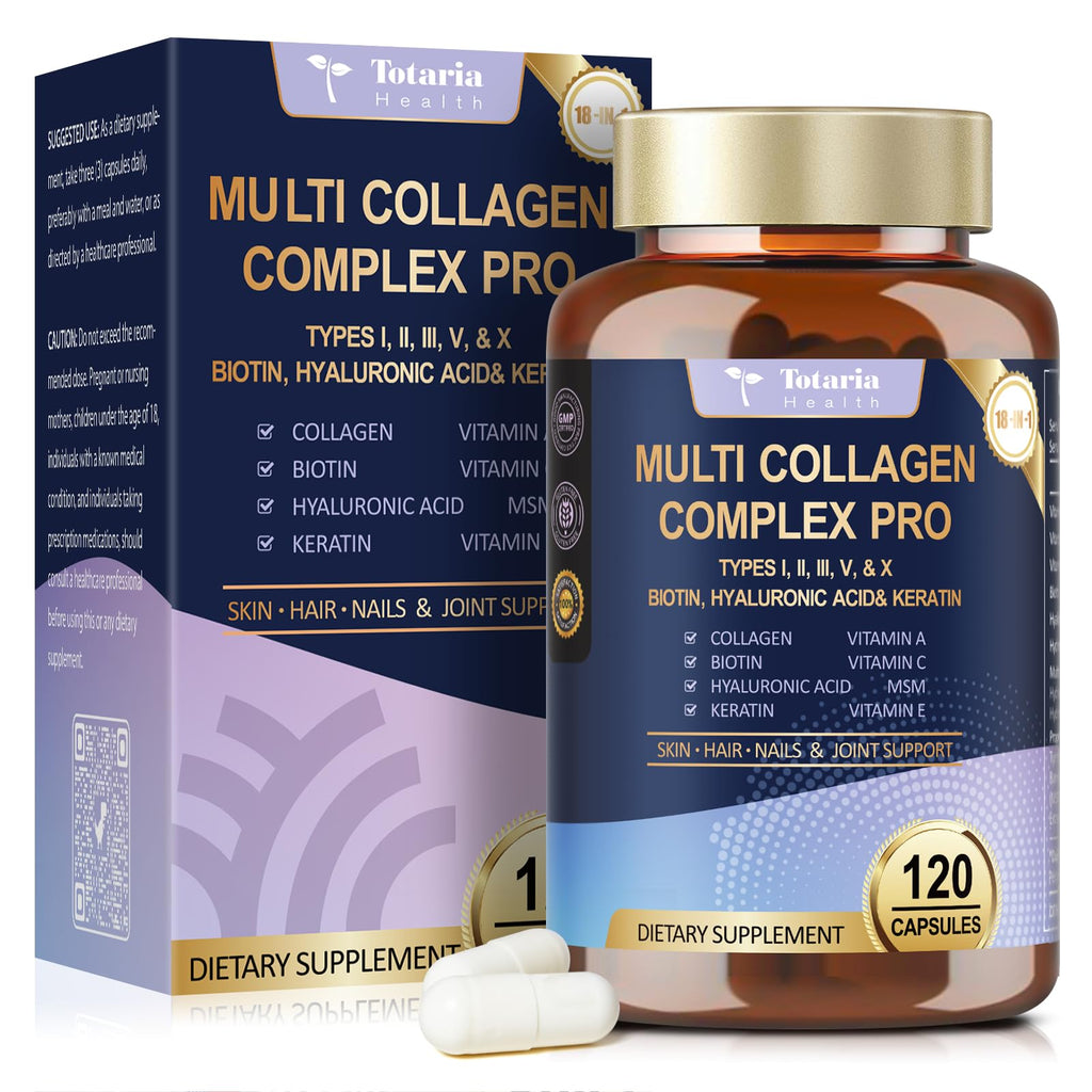18-in-1 Collagen Pro 1500mg w/Types I II III V X Biotin VIT A C E 120 Caps