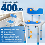 Shower Chair for Inside Shower, 400 lbs Adjustable Chair with Back