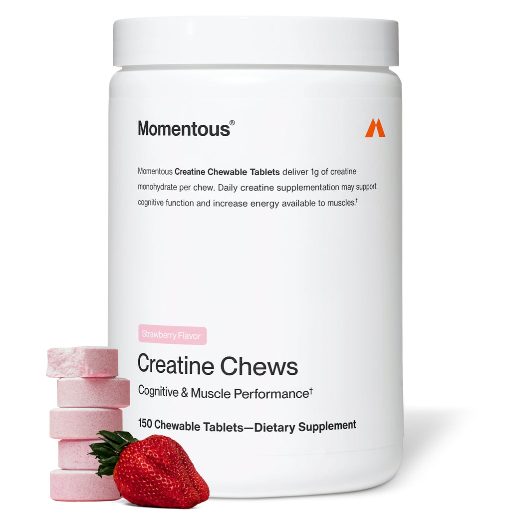 Momentous Creatine Monohydrate Chews, 5g per Serving, Lemon Lime | Supports Lean Muscle, Strength, & Recovery, Chewable Tablets, NSF Certified for Sport, Non-GMO & Gluten-Free (30 Servings)