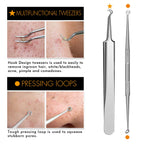 Buy now 7-Piece Blackhead Remover Kit - Pimple Comedone Extractor Tool set for Facial Acne and Treatment for Blemish, Whitehead Popping, Zit Removing for Risk Free Nose Face Skin with Metal Case at indiglob india