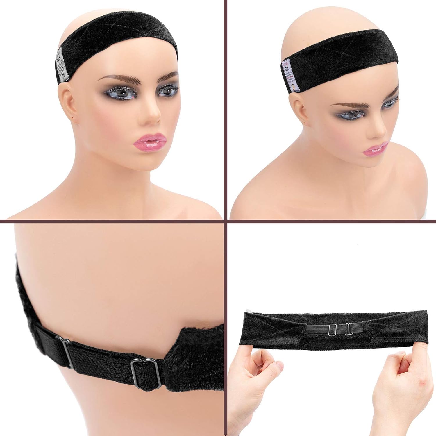 Buy now GEX Wig Grip Band with Adjustable Elastic Closure Flexible Velvet No Slip Wig grip Headbands Cap for Wigs(Black) at indiglob india