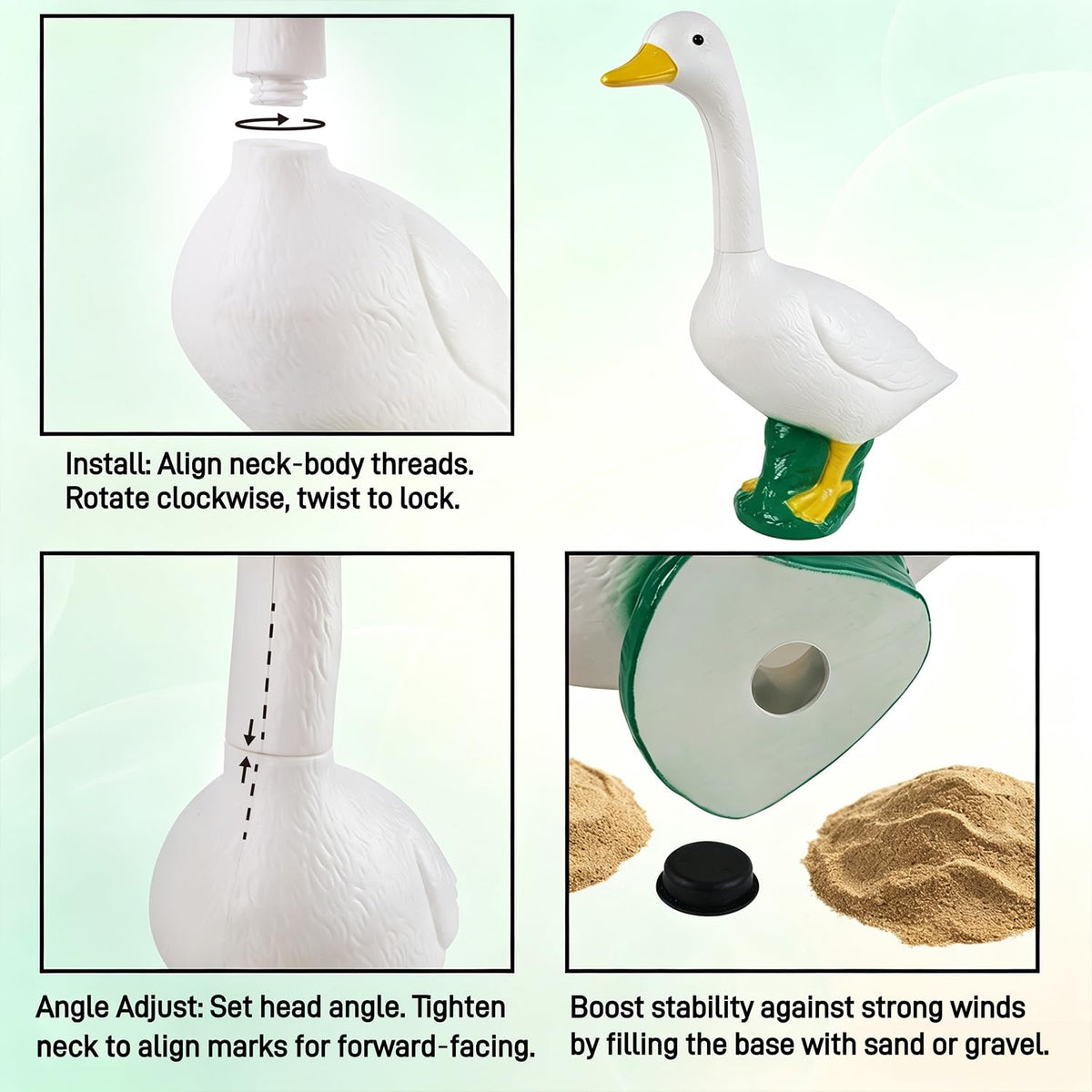 23 Inch White Large Goose Garden Statue, Plastic Geese Figurine