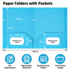 7 Pack Folders with Pockets, Colored Paper Pocket Folder