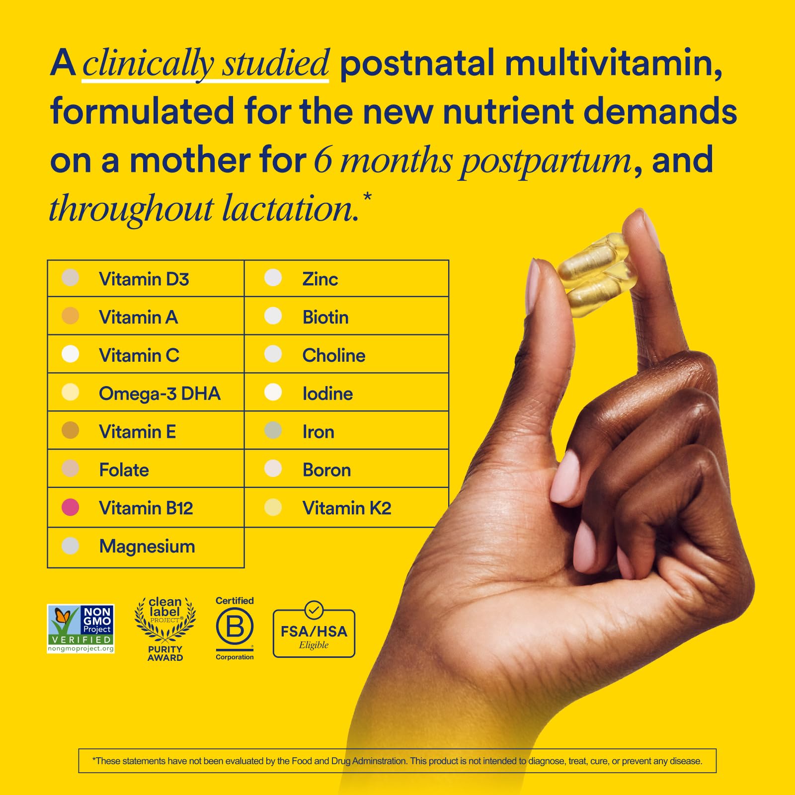 Ritual Women's Postnatal Multivitamin - 60 Capsules - 30 Servings | Key Essential Vitamins and Minerals - Support Mom and Baby Postpartum, Throughout Lactation* - Choline, DHA - Vegan - Citrus