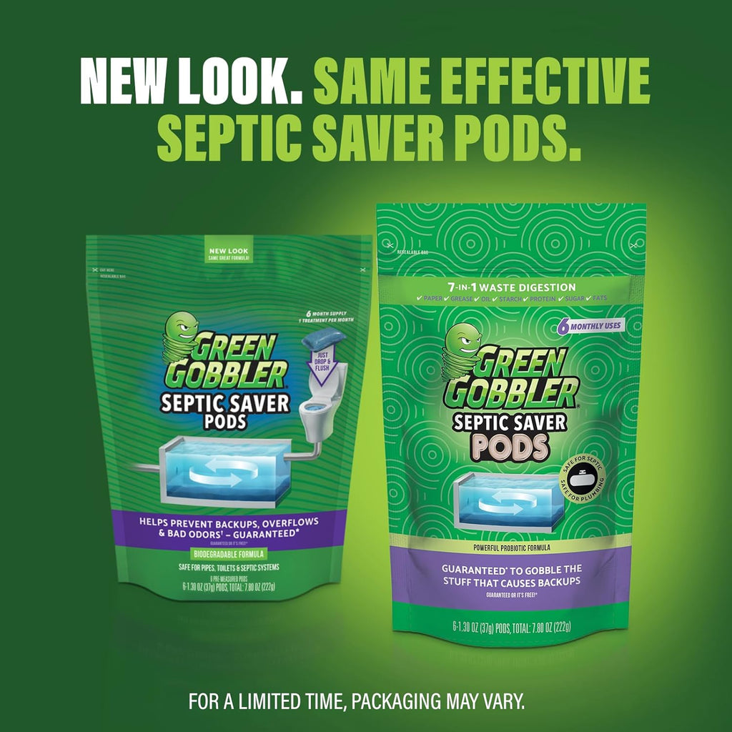 Buy now Green Gobbler Septic Tank Enzyme Treatment Packets, 6 Month Supply - Powerful & Natural Bacteria to Prevent Costly Septic Issues, Back-Ups at indiglob india