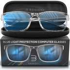 Buy now Stylish Blue Light Blocking Glasses for Women & Men – Helps Reduce Glare & Digital Eye Strain from Computers, Phones w/Case at indiglob india