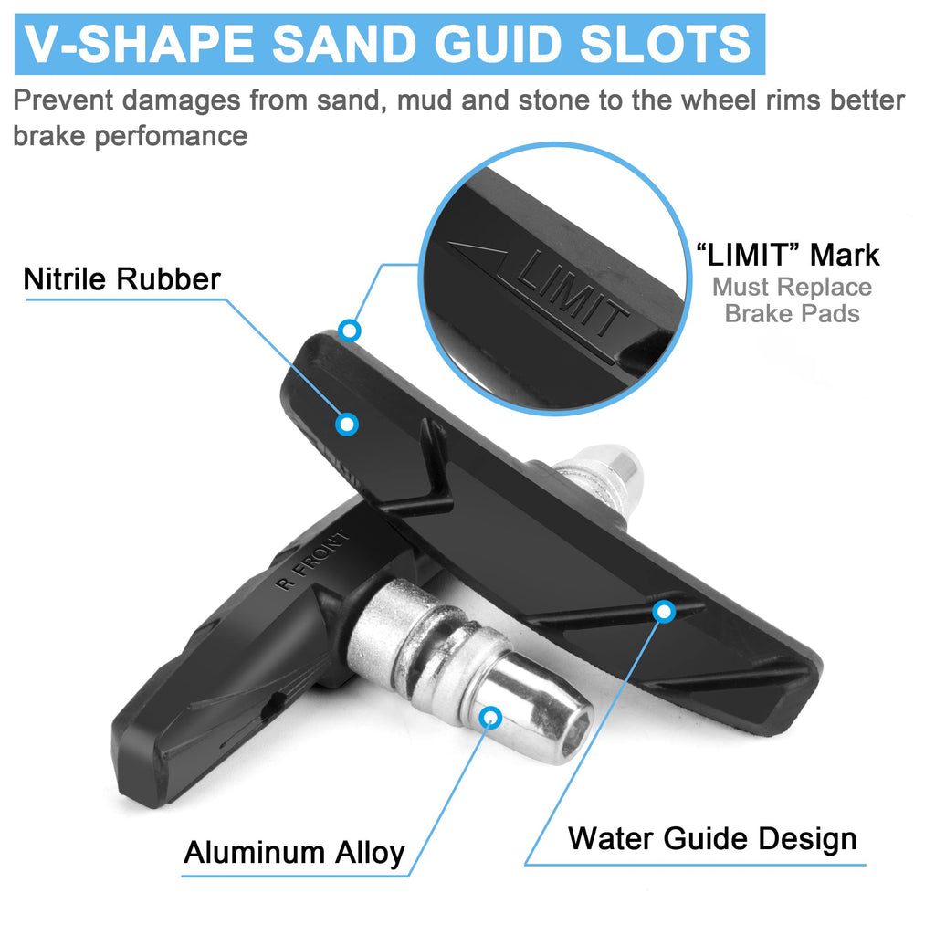 GPMTER Bike Brakes Pads Set, V Brake for Cruiser MTB Mountain Bicycle