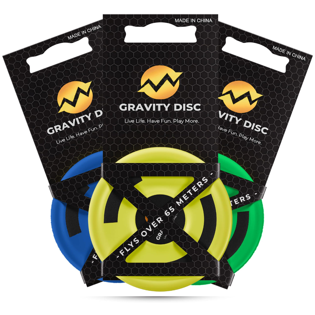 Gravity Disc Mini Frisbee - 3 Pack (Blue, Yellow, Green) Pocket Flying Discs - Disc Golf Accessories, Ultimate Frisbee, Trick Shots - Fun Outdoor Gifts for Camping, Travel, Yard Games