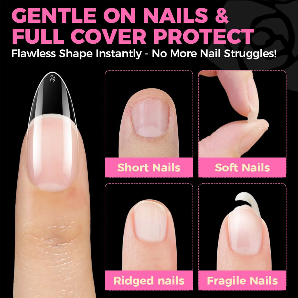 Buy now UNA GELLA Almond Gel Nail Tips, 504PCS Pre Etched Clear Fake Nails Tips Medium Almond Shape - 12 Sizes Full Cover Soft Acrylic Press On Nail Extensions No C Curve Gift for Diy at Home at indiglob india
