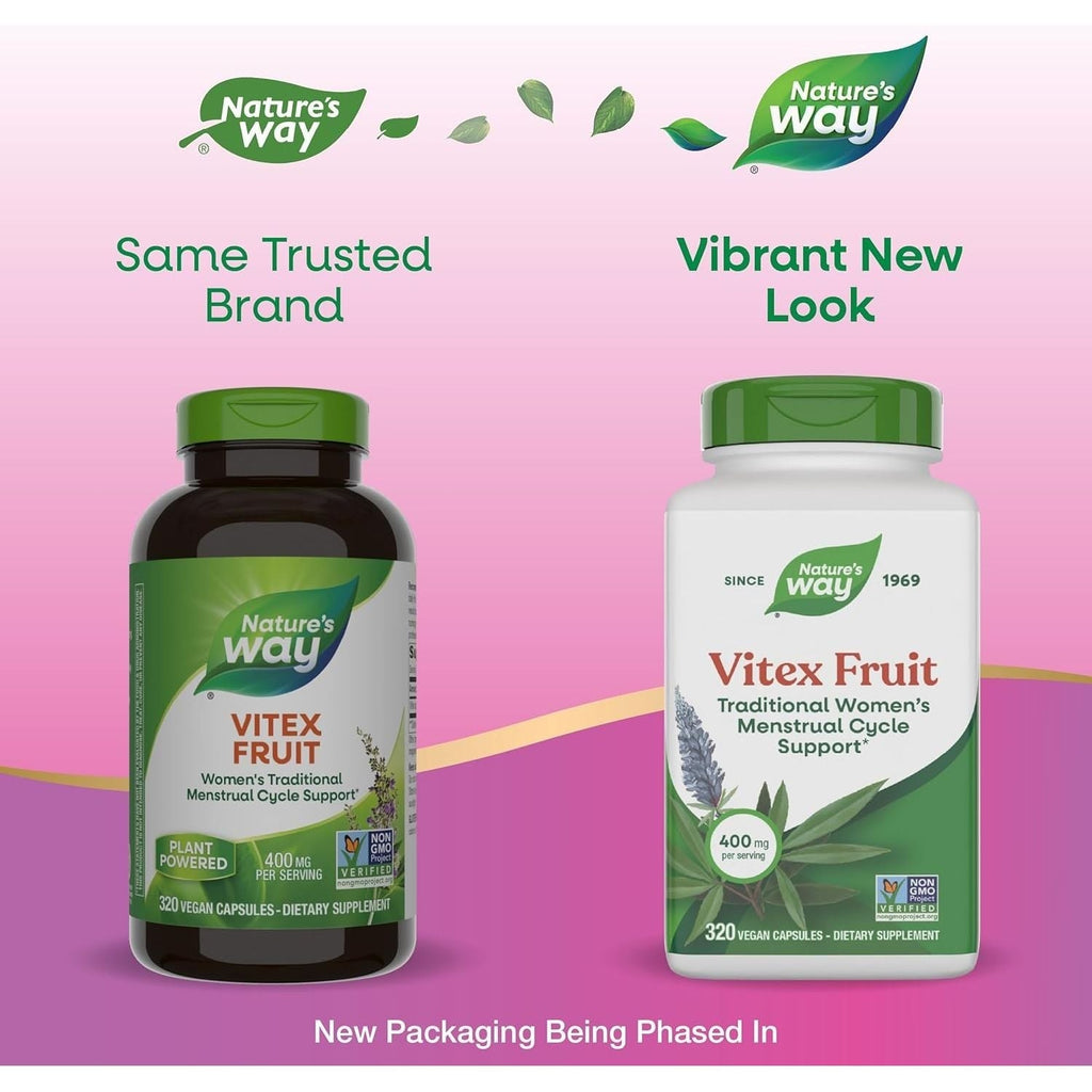 Buy now Nature's Way Vitex Fruit, Traditional Menstrual Cycle Support*, Traditional Women's Health Support*, Chasteberry, Vegan, 320 Capsules (Packaging May Vary) at indiglob india