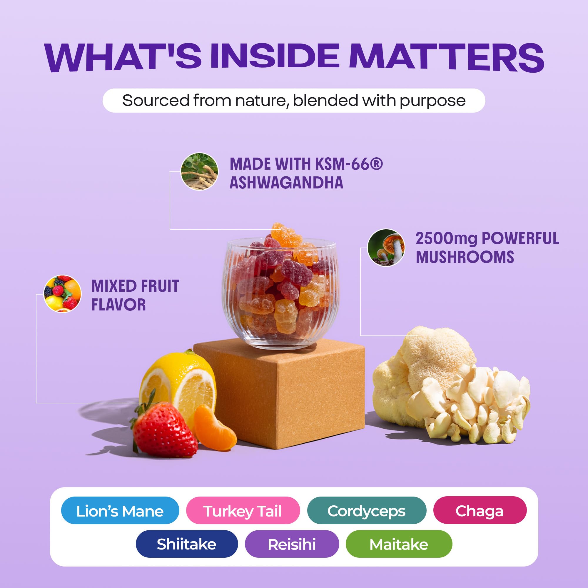 Drops Of Nature Organic Mushroom Gummies & Ashwagandha - Mixed Berry, 80 ct | KSM-66 Ashwagandha Gummies with 7 Superfood Mushroom Lions Mane Reishi Turkey Tail Chaga & More, Low Carb Vegan, Gelatin-Free