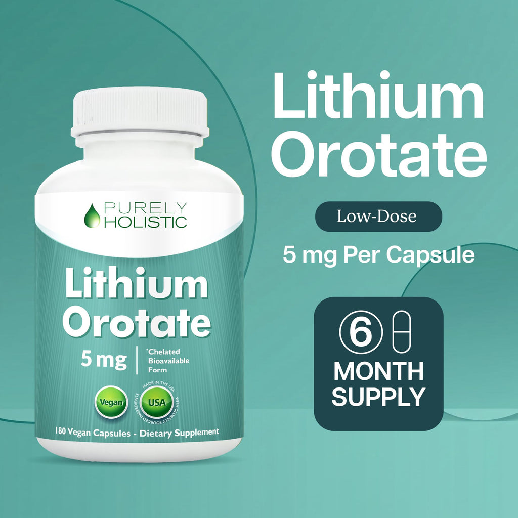Lithium Orotate 5mg, Mood and Emotional Balance Support, 6 Month Supply