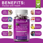 Plant Based Calcium Supplement with Vitamin D3,K2 Gummy for Bone Strength, Contains Whole Food Natural Minerals-Bone Health, Calm Mood & Sleep Support for Women & Men (2 Pack)