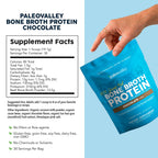 Paleovalley 100% Grass Fed Bone Broth Protein Powder, Chocolate | Collagen Rich, Digestive and Gut Health Support, Joint Support Hair, Skin and Nail Support, 13g Protein