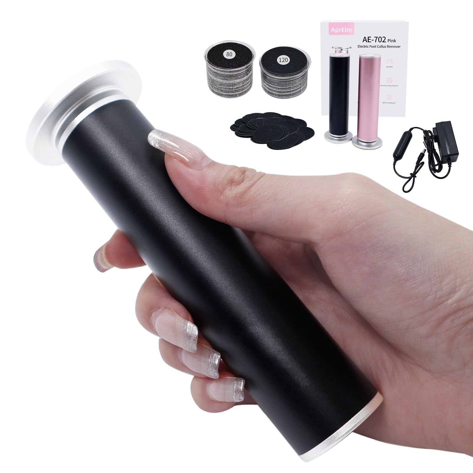 Electric Foot Callus Remover with 80pcs Sandpaper Discs, 4.8IN Longer Professional Callus Remover for Feet, Pedicure Tools Foot File for Dead Skin