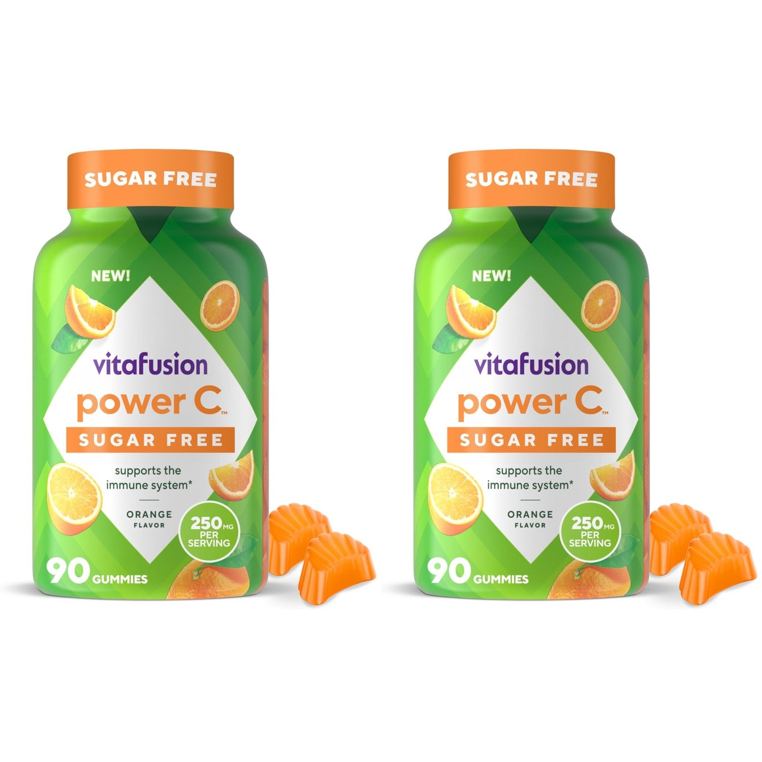 Vitafusion Power C Vitamin Gummies | Sugar Free | 250 mg | 90 Count | Adult Gummy Vitamins for Women & Men | Orange Flavor | Gluten-Free Supplement