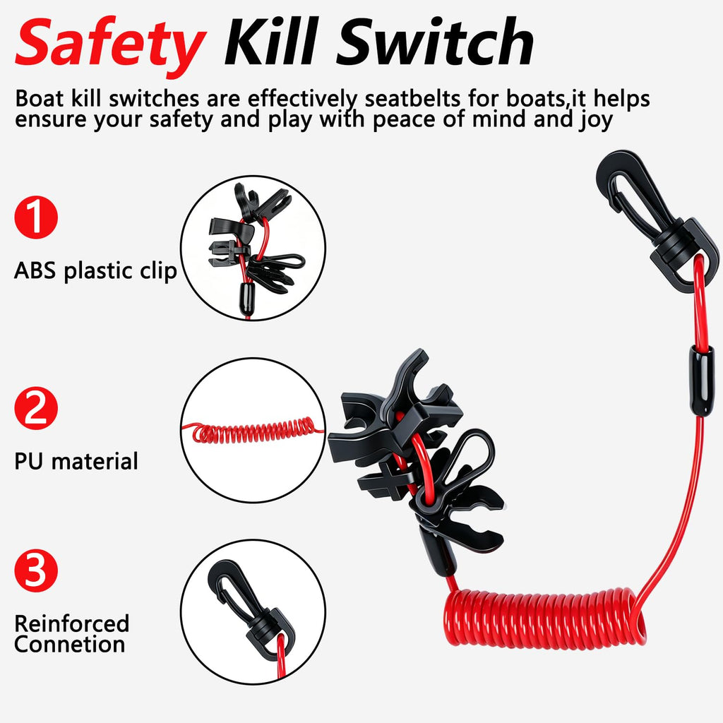 Universal Boat Safety Lanyard Kill Switch with 7 Keys
