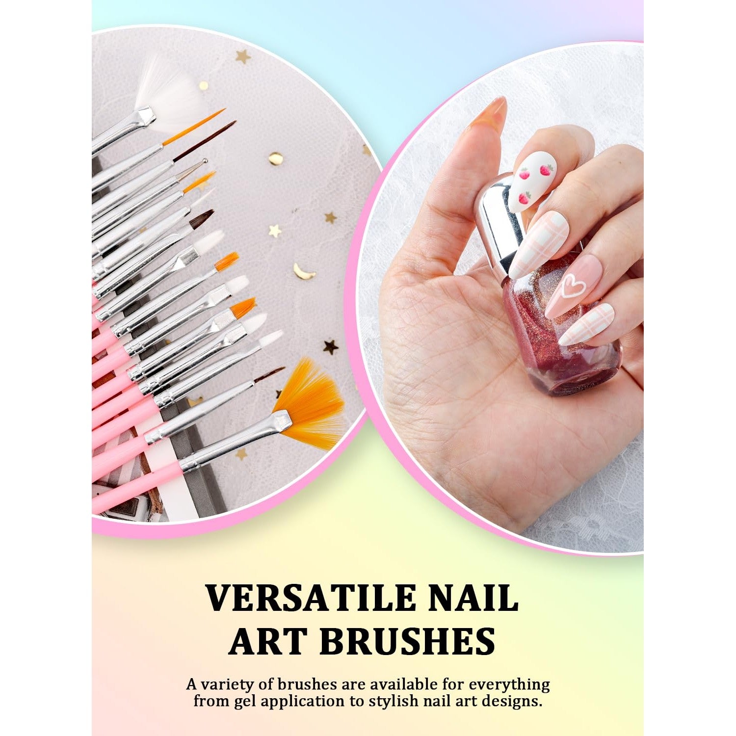 YOOVR 28-In-1 Nail Art Tools with Nail Stand Holder for Press on Painting | Nail Art Brushes, French Tip Liner Brushes, Dotting Tools, Must Have Design Tools Supplies for Nail Tech & Beginners (Pink)