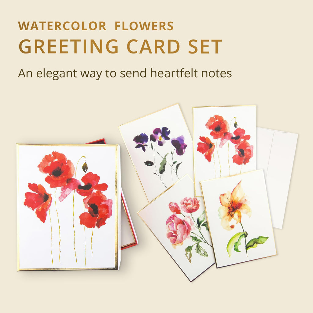 Graphique Watercolor Greeting Cards | 20 Blank Notes, Envelopes, Boxed Set