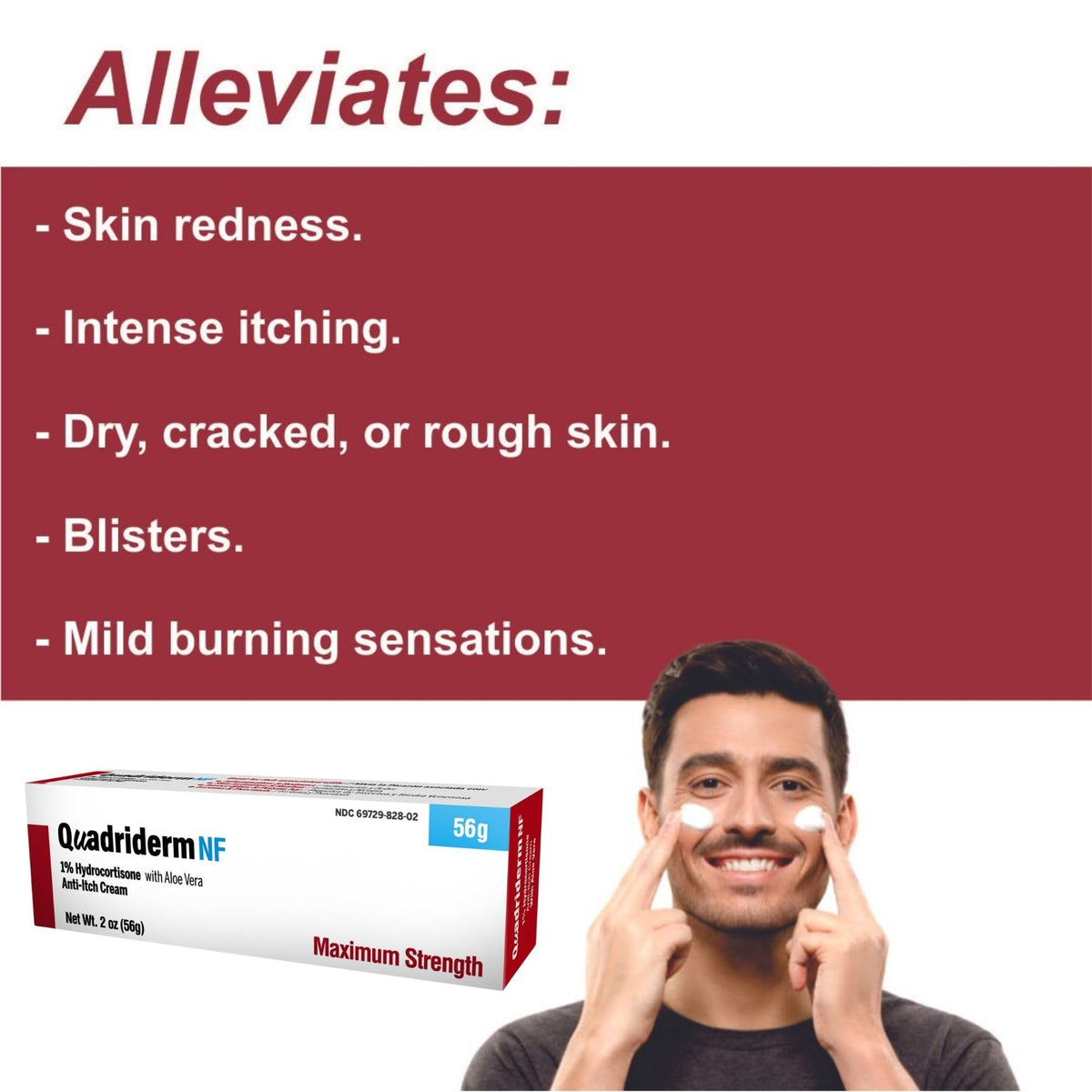 Quadriderm NF 1% Hydrocortisone Anti-Itch Cream, 2 oz Tube
