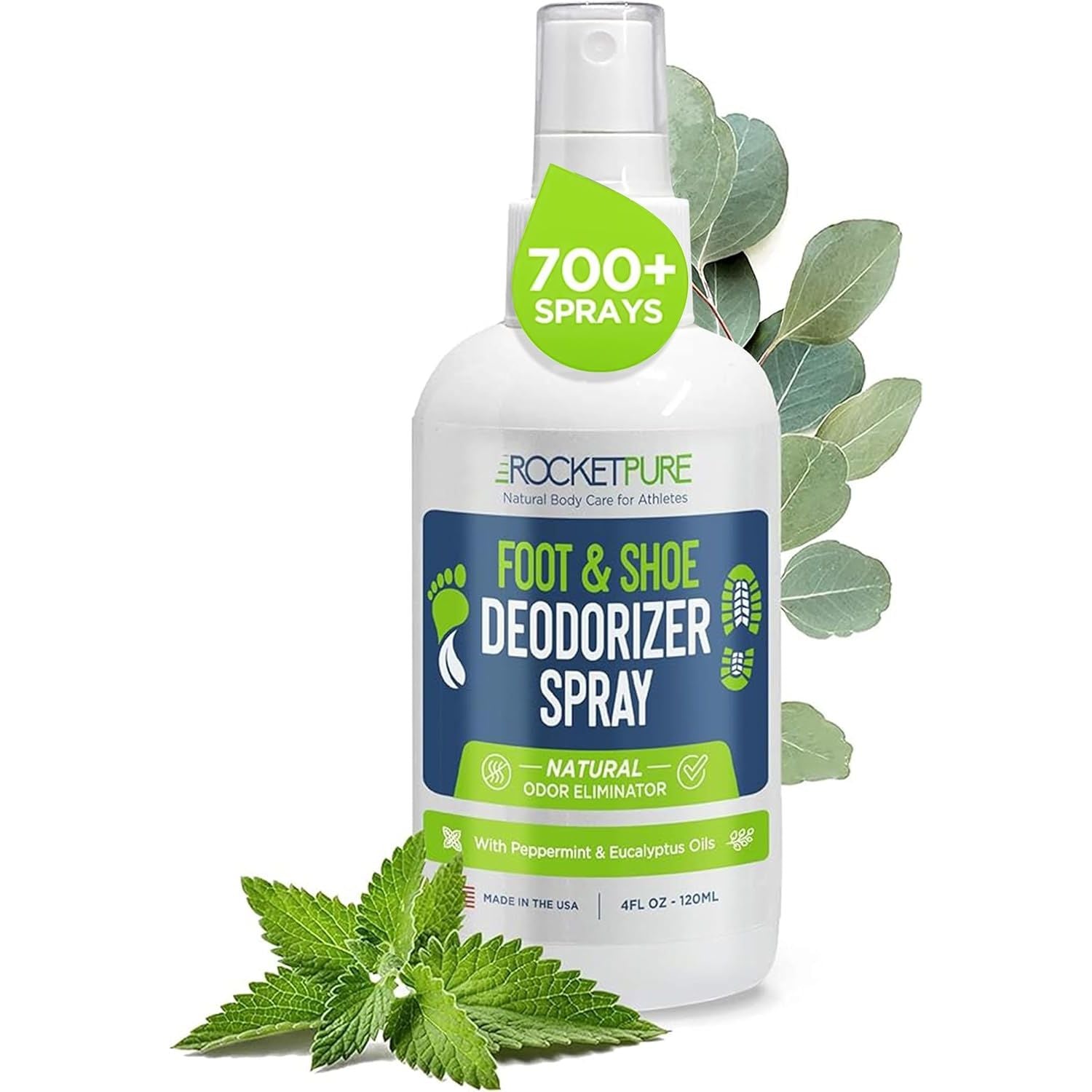 Buy now Rocket Pure Natural Foot & Shoe Deodorizer Spray - Foot Spray for Smelly Feet & Shoe Spray for Smelly Shoes - Removes, Controls & Prevents Odors - Made with Essential Oils - Made in USA (Mint, 4oz) at indiglob india
