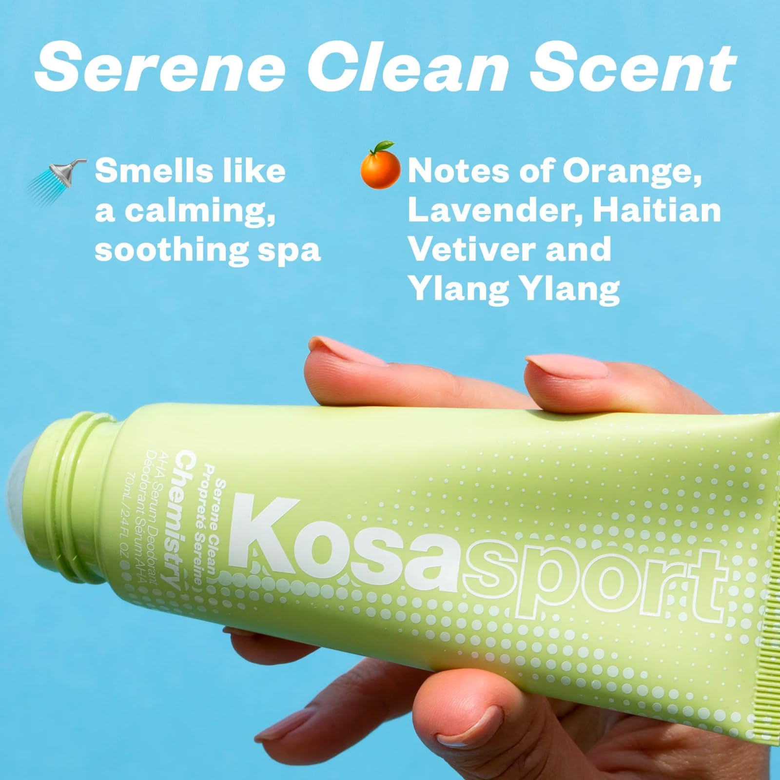 Kosas Chemistry AHA Serum Deodorant Roll-On for Sensitive Skin, Serene | AHA serum deodorant to help reduce odor while brightening, smoothing and reducing the look of ingrown hairs.