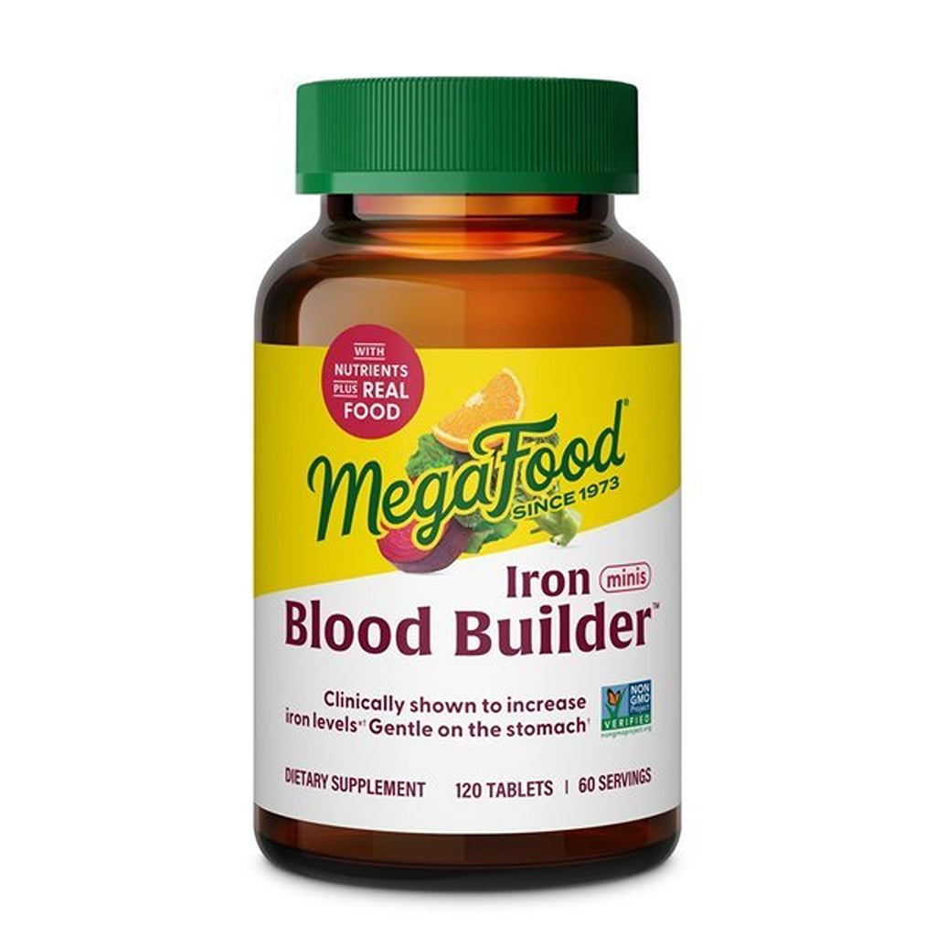 MegaFood Blood Builder Iron Supplement, Energy Support, 60 Mini Tablets | Increase Iron Levels Without Side Effects, Improves Energy Levels, B12, Folic Acid and Vitamin C for Absorption, 30 Servings