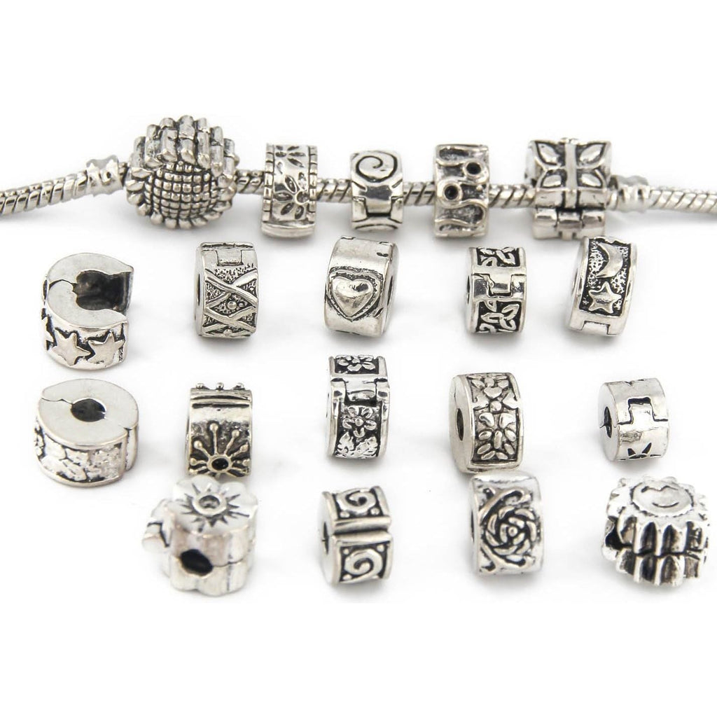 Buy now Yeshan Antique Silver Clip Lock Bead Charms with Rubber Stopper O-Rings at indiglob india