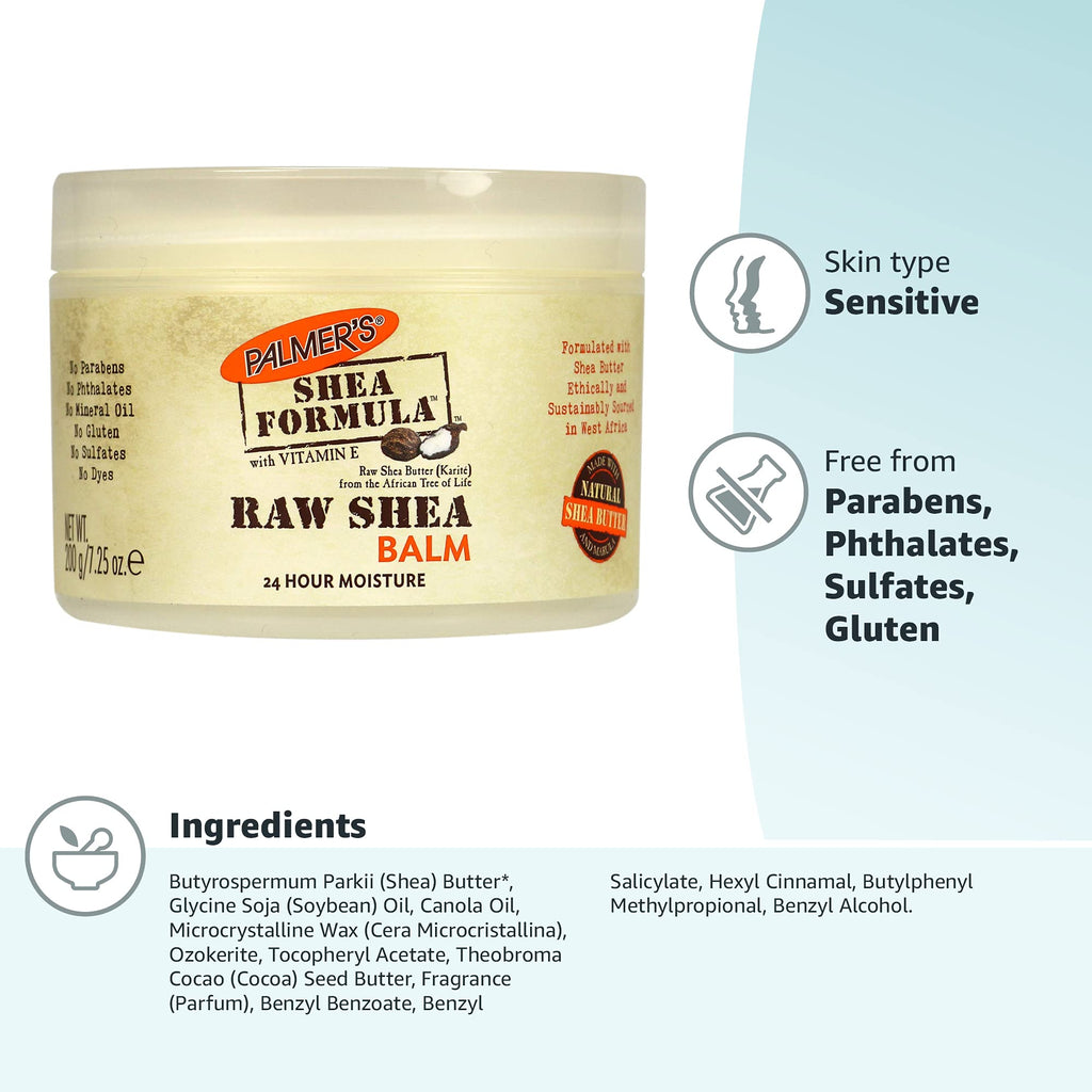 Palmer's Shea Butter Formula Raw African Shea Butter Balm, Nourishing Body Moisturizer for Rough, Dry Skin, 7.25 Ounces (Pack of 6)