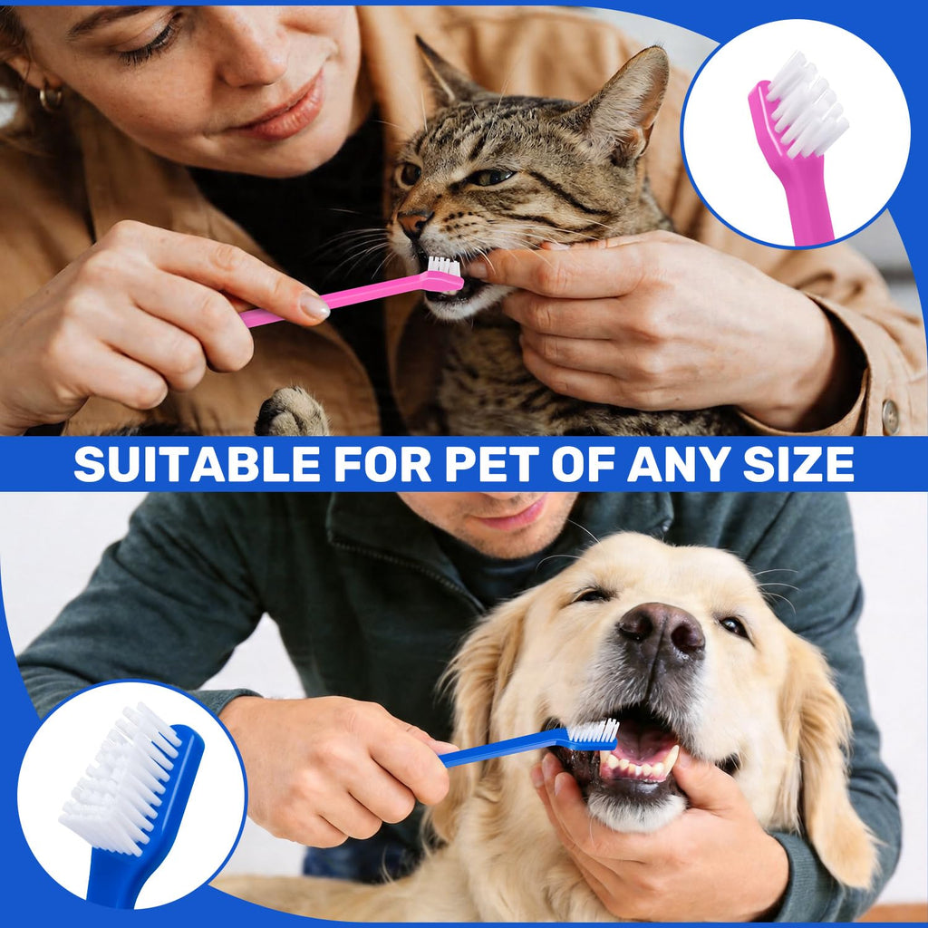Newday Dog Toothbrush Set of 8 - Dual Headed, Dental Hygiene Convenient Soft Toothbrush to Clean pet Teeth, Dog Tooth Brushes for Small to Large Dogs, Cats, and Most Pets, Teeth Brush in Bulk