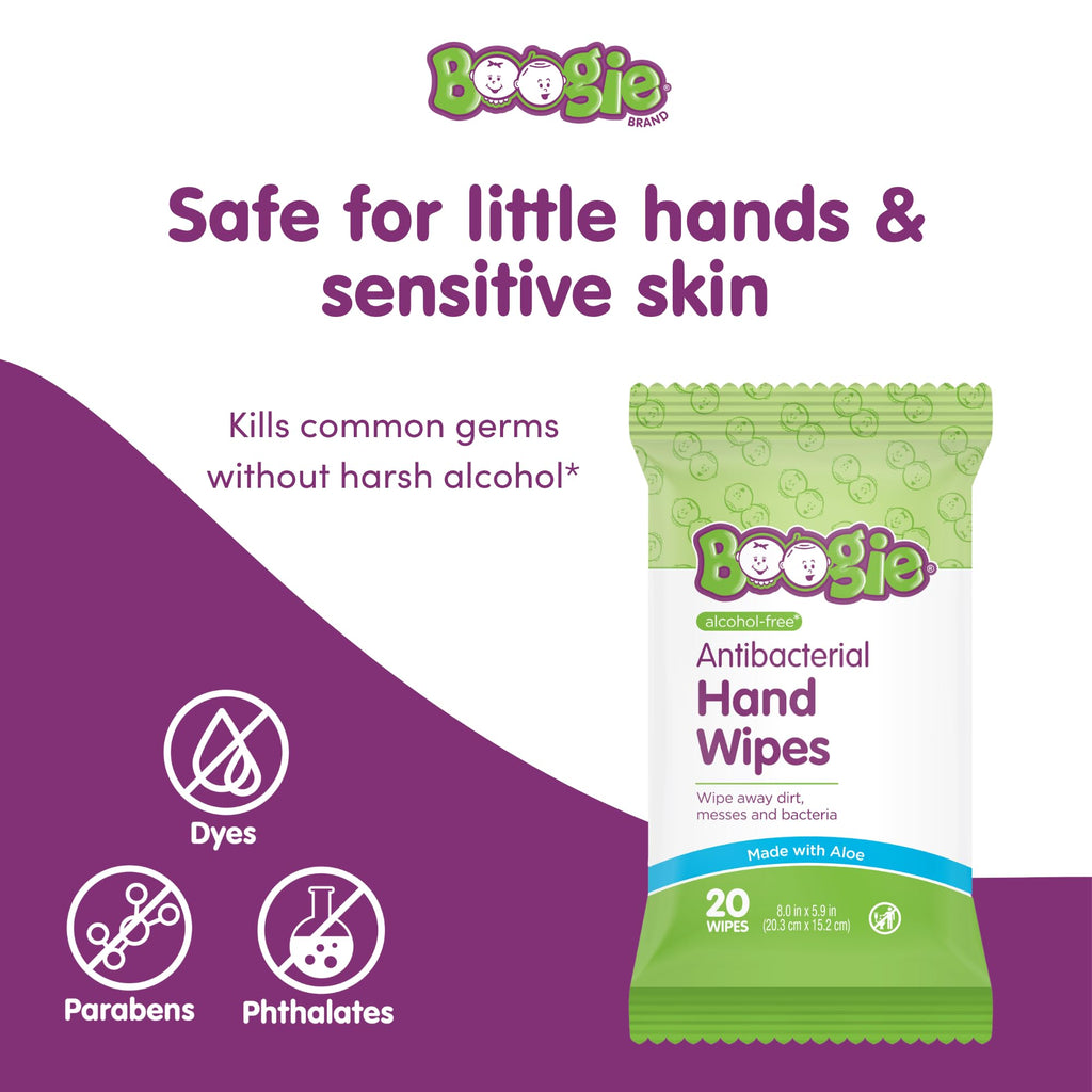 Boogie Antibacterial Hand Wipes - 20 Count