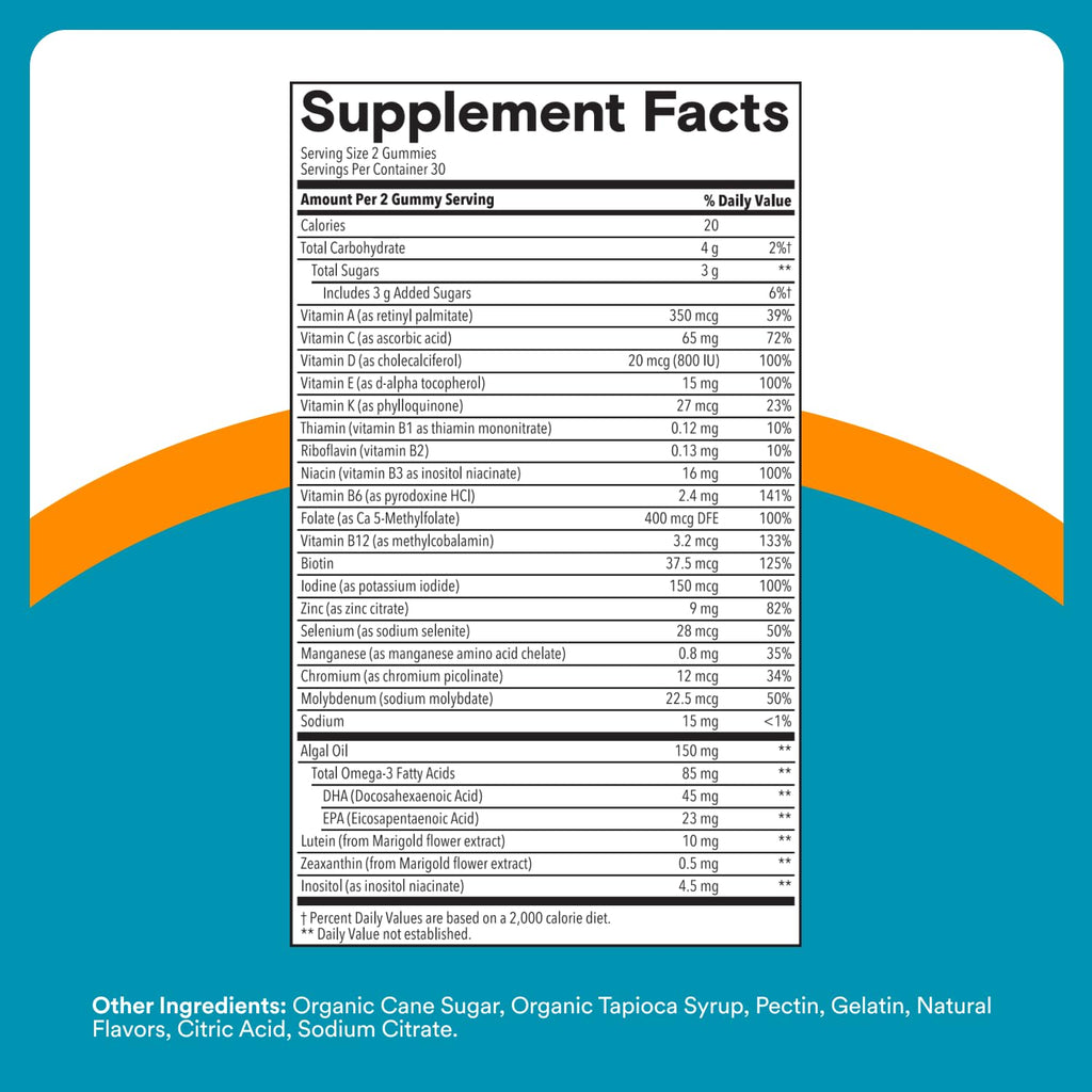 SmartyPants Teen Guy Plus Multi & Omegas Multivitamin Gummies with Omega 3 DHA/EPA, Vitamins D3, C, B12, B6, A, K, Zinc, Folate, Gluten Free, Clean Label, Pineapple Orange, 60 Gummies (30 Day Supply)