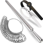Ring Sizer Measuring Tool Kit, Ring Mandrel Measurer, 27 PCS Premium Steel Measuring Ring Tool, US Ring Size 0-13, 2 PCS Reusable Finger Size 1-17 USA Rings Size with Magnified Glass