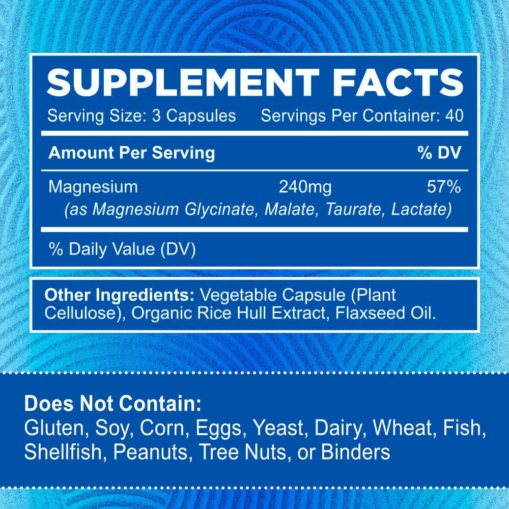 Zentastic Magnesium Complex 4-in-1 Supplement Chelated Formula - 120 Caps