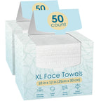 Fygrip 2 Pack of 50 count XL Disposable Face Towels 10” x 12” | 100% Viscose Fibre, Soft & Skin Friendly Face Towelettes Disposable, Facial Tissue Wipes for Women Cleansing
