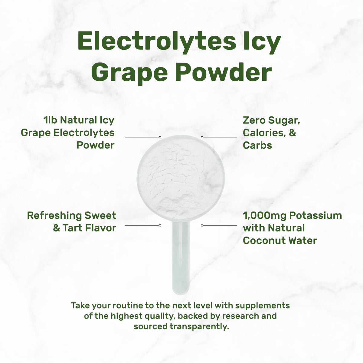 Electrolytes Powder, 1lb (69 Servings) – No Sugar, Low Sodium, ICY Grape Flavor – Rapid Hydration Supplement Drink Mix – High Potassium 1,000mg with Natural Coconut Water, Magnesium, & Vitamin C*