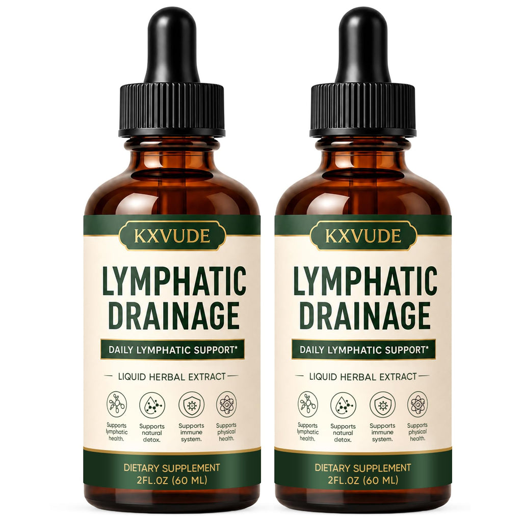 Lymphatic Drainage Drops, Bloat Relief & De-Puff, Immune & Lymph System Support Supplement, – Cleavers, Red Clover, Stillingia Root & Prickly Ash Bark, Fluid Retention, Vegan & Alcohol-Free, 2 Fl Oz