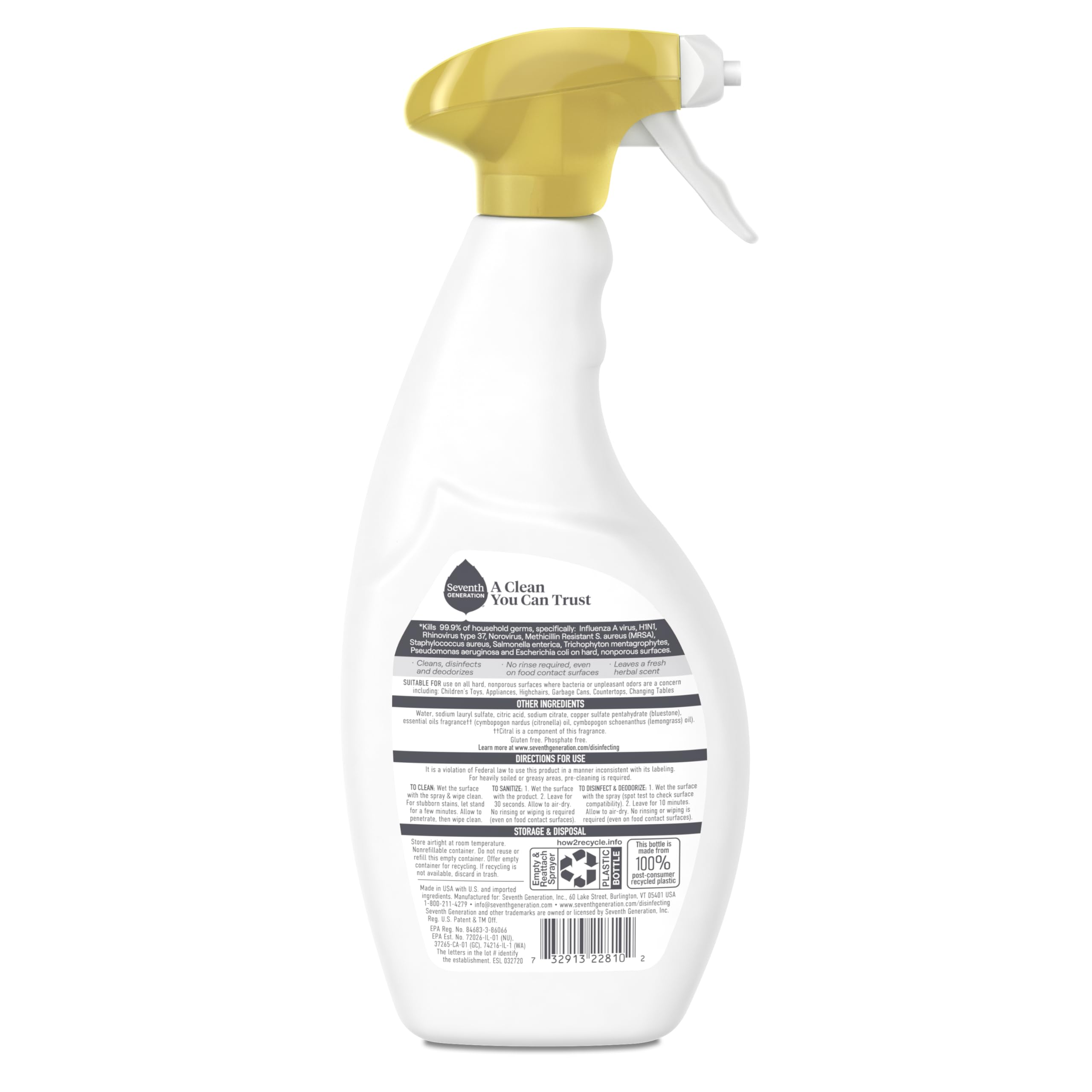 Buy now Seventh Generation Lemongrass Citrus Disinfecting Multi-Surface Cleaner - 26 Oz, Pack of 4 at indiglob india