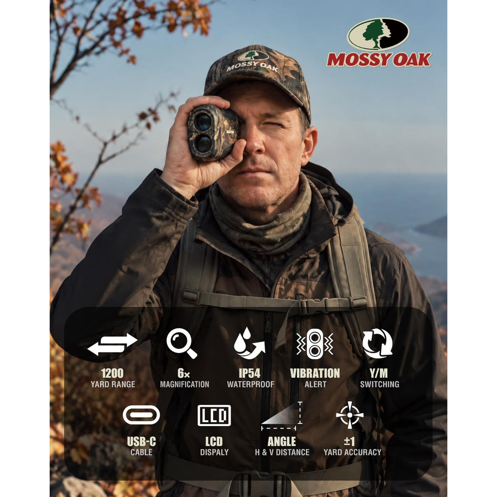 Mossy Oak Hunting Rangefinder, 1200Y Laser Range Finder for Hunting