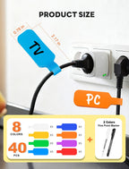 40 Pcs Cable Labels with 2 Colors Fine Point Marker - Large Size