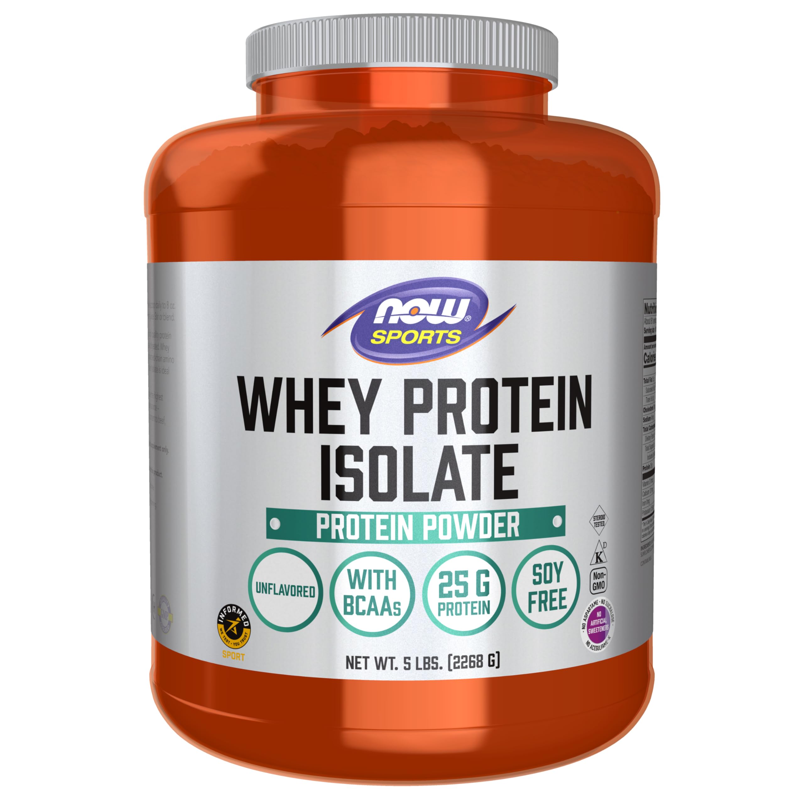 Buy now NOW Foods Sports Nutrition, Whey Protein Isolate, 25 g With BCAAs, Unflavored Powder, 5-Pound at indiglob india